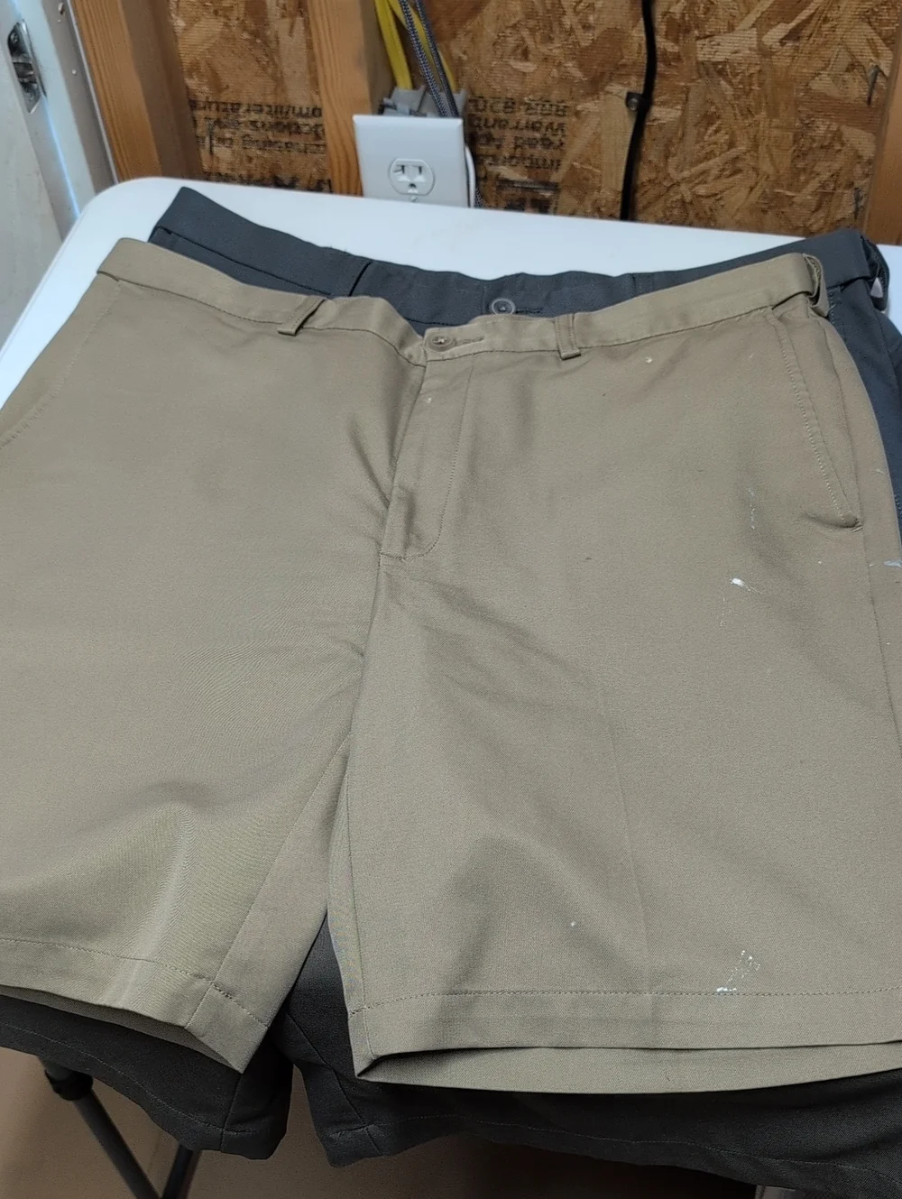 4-Men's Classic Flat-Front Shorts Bundle - White, Khaki, Olive, Gray